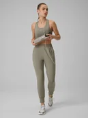 Spodnie sportowe damskie - 4F Spodnie treningowe szybkoschnące damskie - oliwkowe XXL - miniaturka - grafika 1