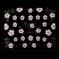 Ozdoby do paznokci - Allepaznokcie Naklejki 3D Kwiatki TJ006 Pudrowy róż ze złotą obwódką arkusz - miniaturka - grafika 1