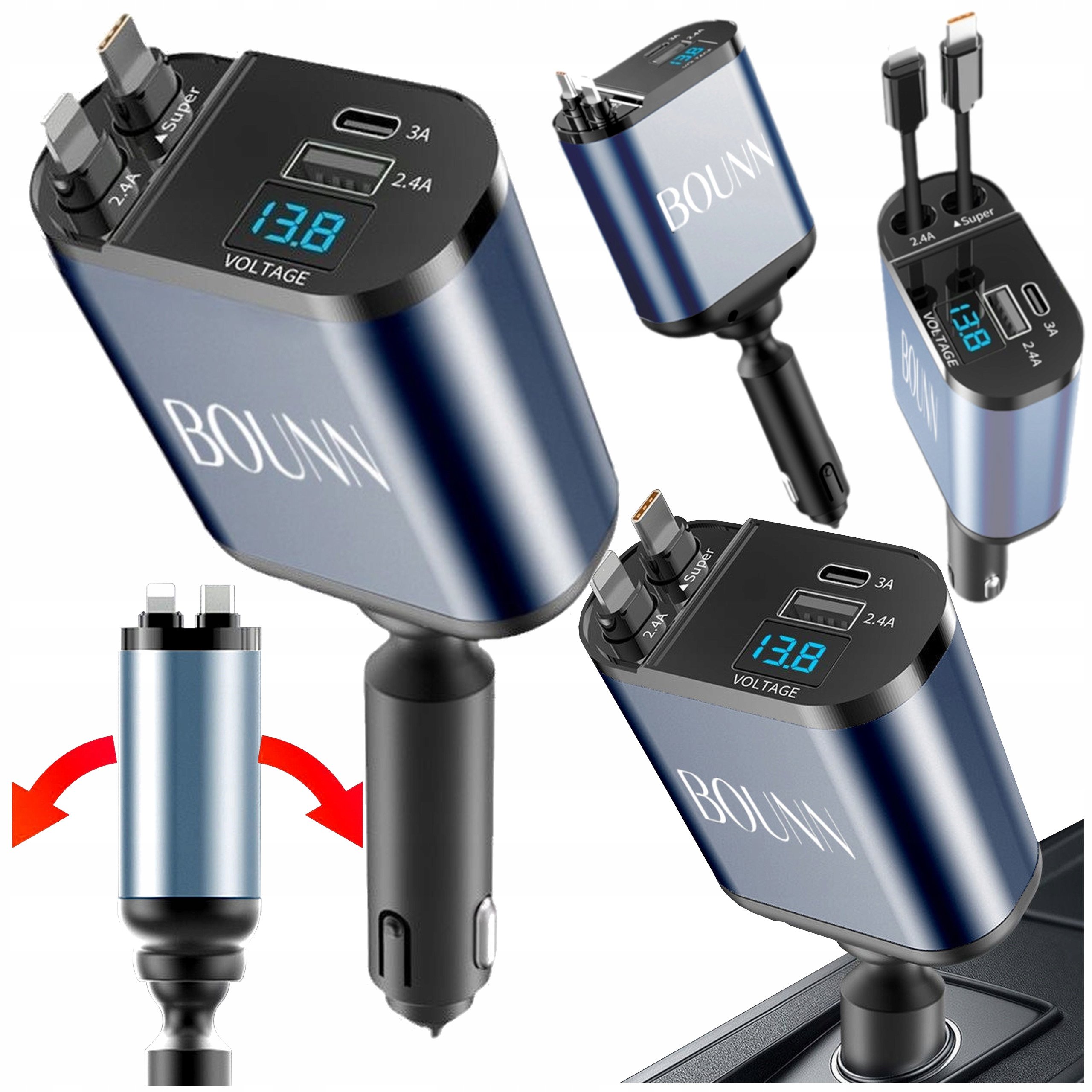 Bounn Åadowarka samochodowa USB C 30W APPLE 12V 24V 4w1