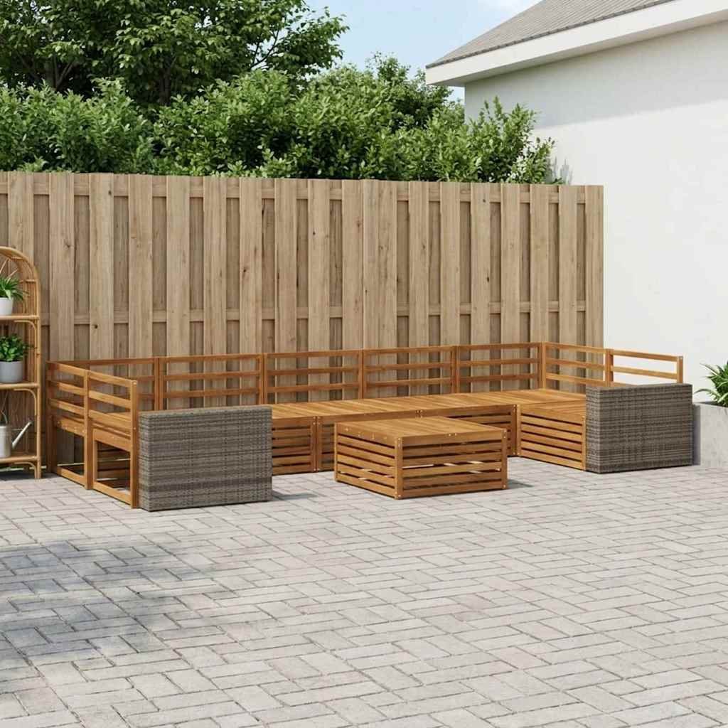 vidaXL Zestaw sof na zewnątrz 8 pcs naturalny Lite Drewno Akacji