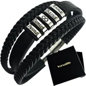 Bransolety męskie - Bransoletka męska potrójna skórzana z GRAWEREM URODZINY, IMIONA, DATY - miniaturka - grafika 1