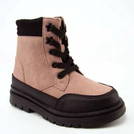 Botki damskie - MissMe 24DZ23-8052 Botki dziecięce trzewiki ocieplane różowe - miniaturka - grafika 1