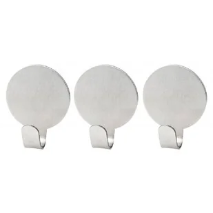 Fackelmann 61340 haczyki do przyklejenia wykonana ze stali nierdzewnej, okrągły, 3 sztuki, srebrny, 3,7 x 3 x 3 cm 61340 - Wieszaki i stojaki - miniaturka - grafika 1