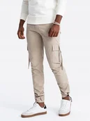 Spodnie męskie - Męskie spodnie cargo STRAIGHT LEG piaskowe V2 OM-PACG-0197 M - miniaturka - grafika 1