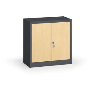 ALFA 3 Szafy spawane z laminowanymi drzwiami, 800 x 800 x 400 mm, RAL 7016/brzoza 1261199 - Szafy biurowe - miniaturka - grafika 1