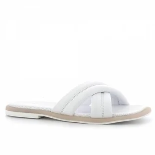 Białe klapki skórzane płaskie CARINII - Carinii - Klapki i japonki damskie - miniaturka - grafika 1