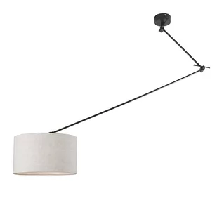 QAZQA Lampa wisząca regulowana czarna klosz jasnoszary 35cm - Blitz I - Lampy sufitowe - miniaturka - grafika 1