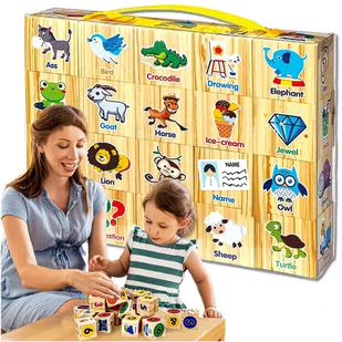 KLOCKI EDUKACYJNE PIANKOWE NAUKA ANGIELSKIEGO DLA DZIECI 20 ELE. - Klocki - miniaturka - grafika 1