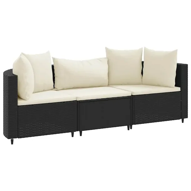 Zestaw wypoczynkowy rattan PE czarny 63x63x57,5 cm