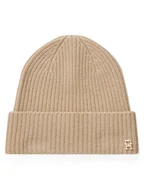 Czapki damskie - Tommy Hilfiger Czapka Th Cashmere AW0AW17772 Beżowy - miniaturka - grafika 1
