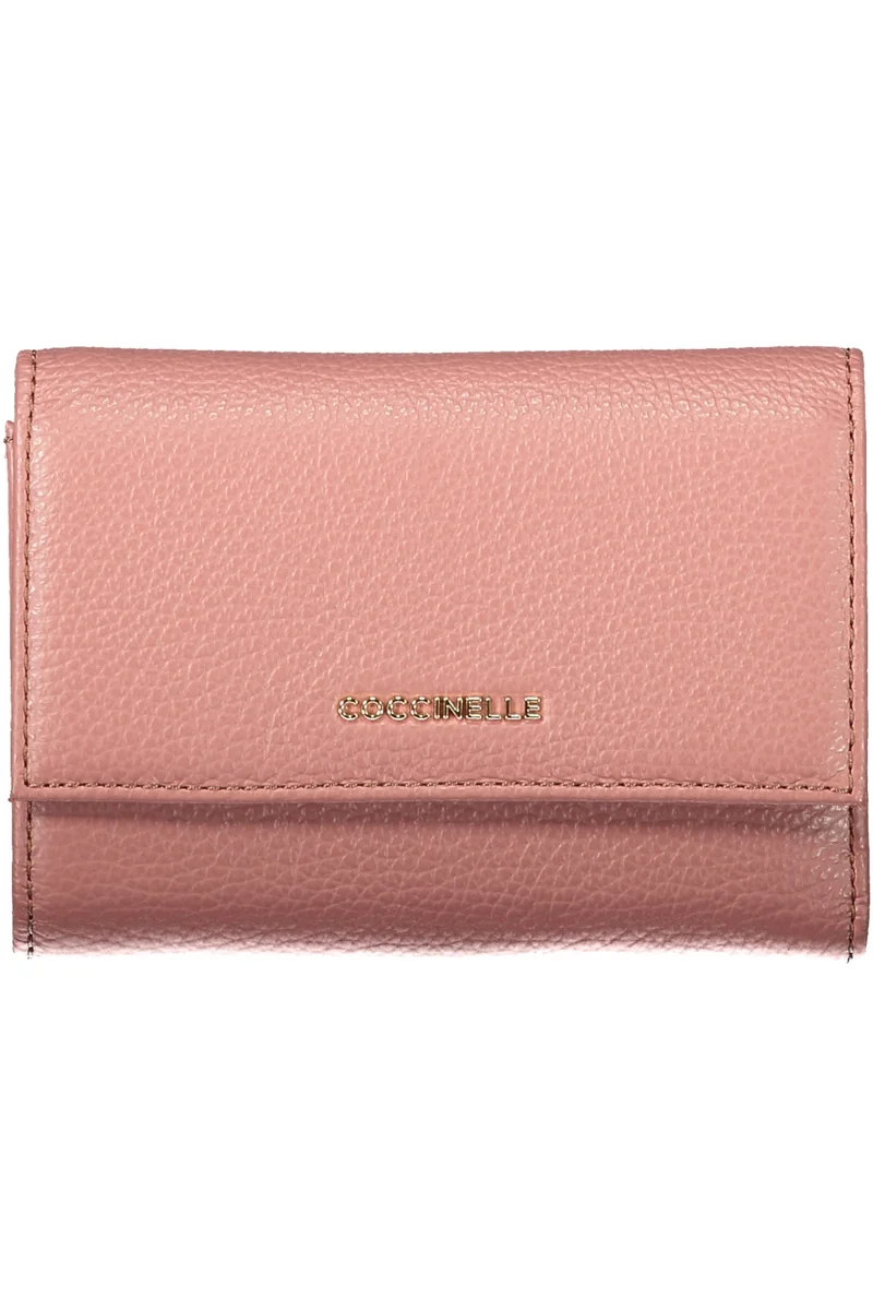 Różowy portfel damski COCCINELLE Metallic Soft Domyślny