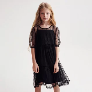 Sukienki i spódniczki dla dziewczynek - Reserved - Sukienka w kropki - Czarny - grafika 1