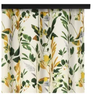 Zasłony - Voppi Jasna zasłona dekoracyjna w zielone i złote kwiaty liście 140 x 280 cm długa elegancka zasłona do salonu lub sypialni - miniaturka - grafika 1