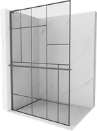 Ścianki i drzwi prysznicowe - Mexen Kioto+ L ścianka prysznicowa z półką Walk-in 110 x 200 cm, czarny wzór, gun metal - 800-110-123-95-78 - miniaturka - grafika 1