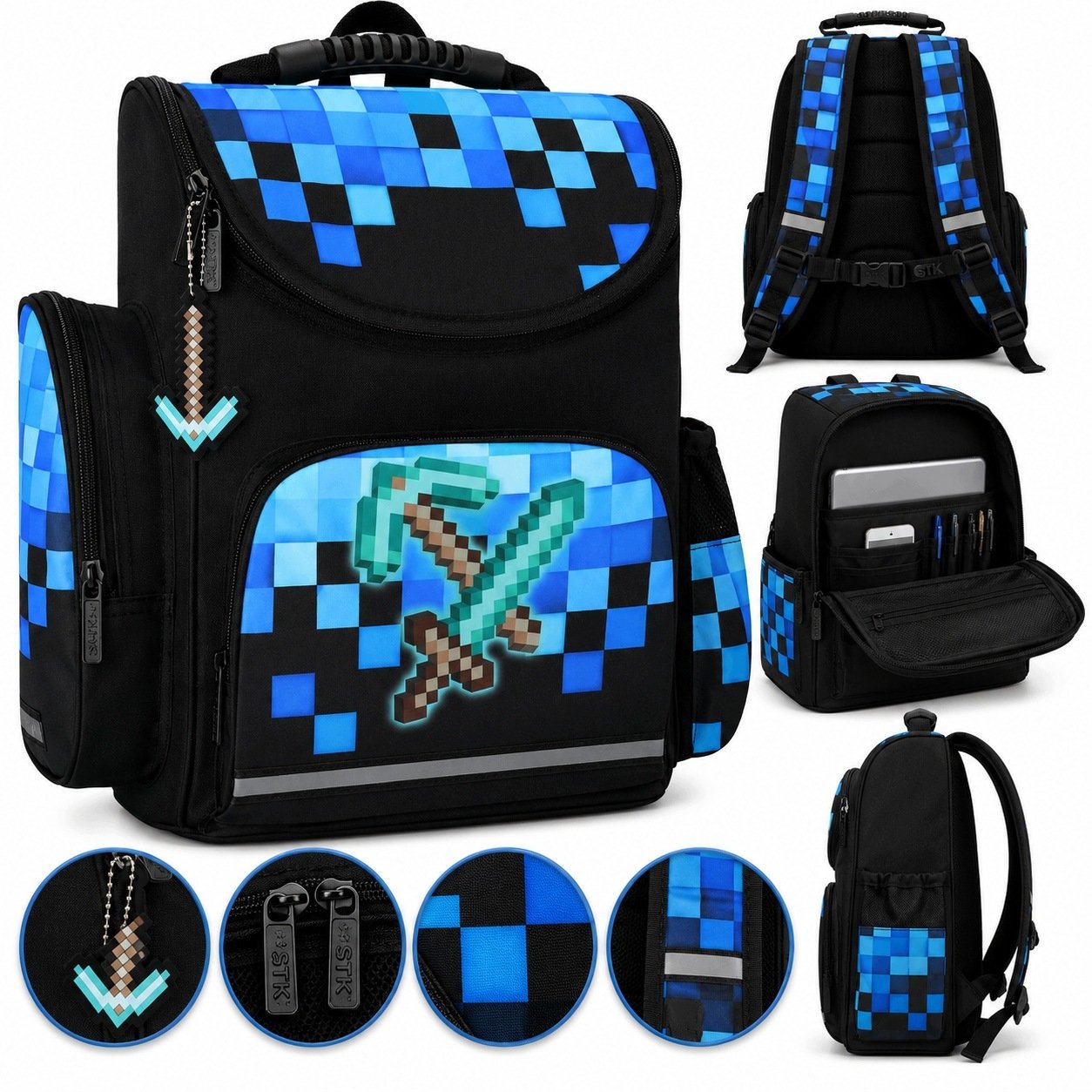 Tornister Dla Chłopca Plecak Szkolny Gracza Piksele Game Gra Minecraft Duży
