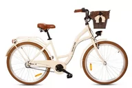 Rowery - Goetze, Rower Miejski Style 26" 3 Biegi Kremowo Brązowy, Kosz - miniaturka - grafika 1