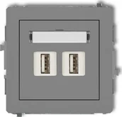 Gniazdka elektryczne - Karlik Gniazdo USB-AA Karlik Deco 27DGUSB-6 podwójne 3.0 szary mat - miniaturka - grafika 1