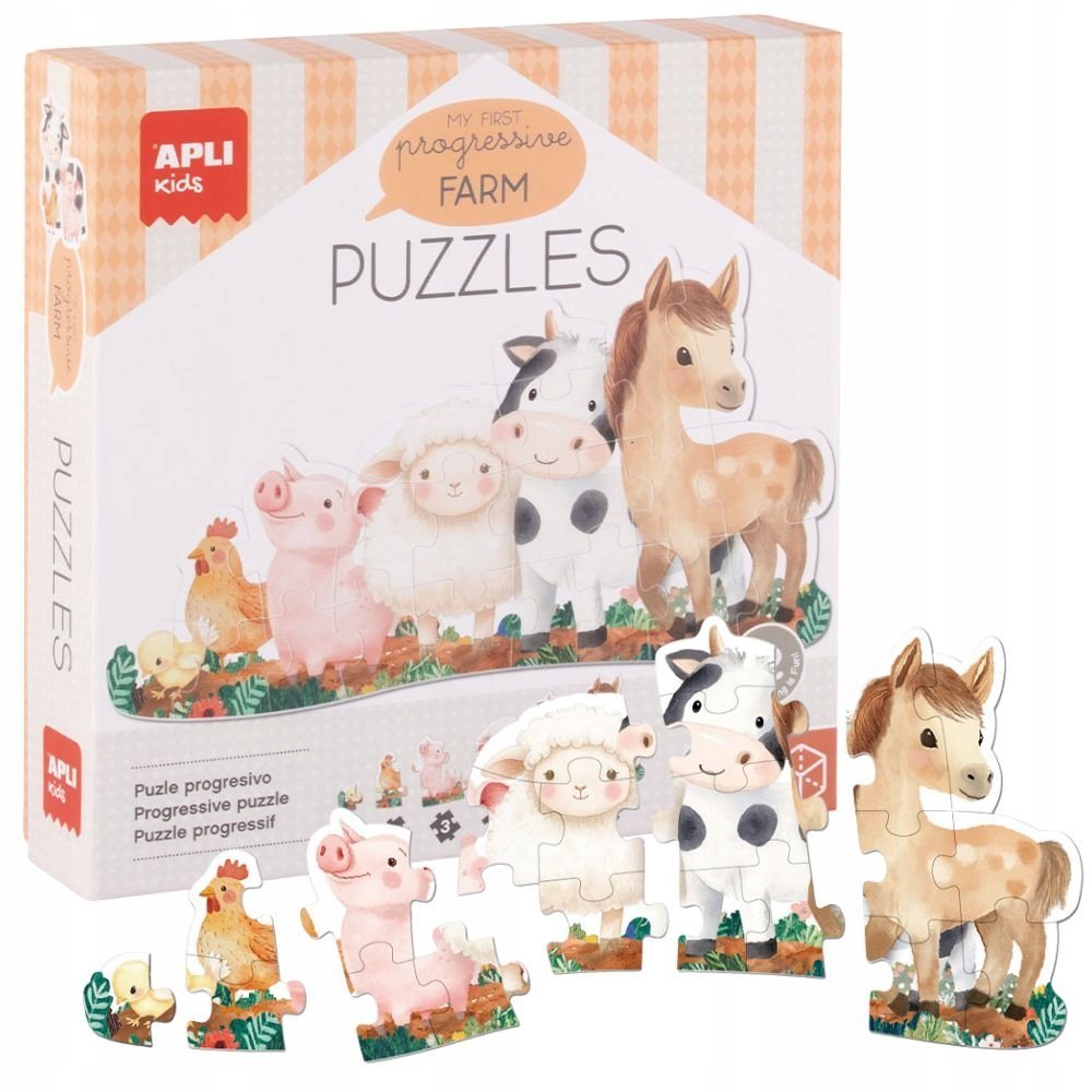 Puzzle progresywne 6 układanek My First Apli Kids Farma 2+