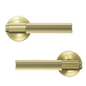 Klamki - Klamka do drzwi wewnętrznych na rozecie Axel złoty mosąadź Inspire - miniaturka - grafika 1