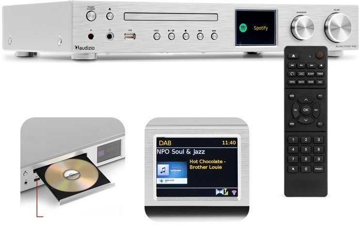 Audizio Radio internetowe DAB CD ze wzmacniaczem Bolzano srebrne one size