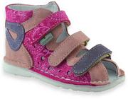 Buty dla dziewczynek - Dziewczęce buty profilaktyczne Danielki T126/T136 Różowe Brokatowe - miniaturka - grafika 1