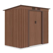 Altany ogrodowe - Szopa narzędziowa OREGON 201x121cm Walnut, metalowa, z przesuwanymi drzwiami, idealna do przechowywania narzędzi ogrodowych i sprzętu Hardmaister - miniaturka - grafika 1