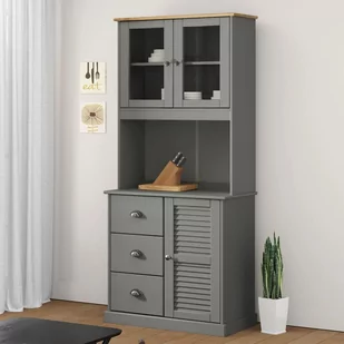 vidaXL Nastawka do komody VIGO, szara, 78x30x100 cm, lita sosna - Szafki nocne - miniaturka - grafika 1