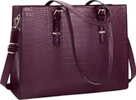 Torebki damskie - Lubardy Torebka damska Shopper Duża 15,6-calowa torba na laptopa ze skórypoliuretan Torba na ramię Biuro Szkoła Zakupy - Ciemnofioletowy - miniaturka - grafika 1