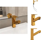 Baterie kuchenne - vidaXL Bateria umywalkowa z wyciąganą wylewką Złoty 157x172 mm - Baterie i zlewozmywaki - miniaturka - grafika 1