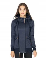 Bluzy damskie - Długa Bluza Damska Rozpinana z Kapturem 372-3 r S - miniaturka - grafika 1