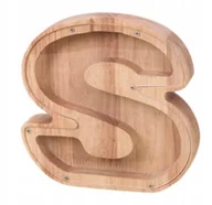 Skarbonki - KREATYWNA DREWNIANA SKARBONKA LITERA S ALFABET LITERY PREZENT - miniaturka - grafika 1