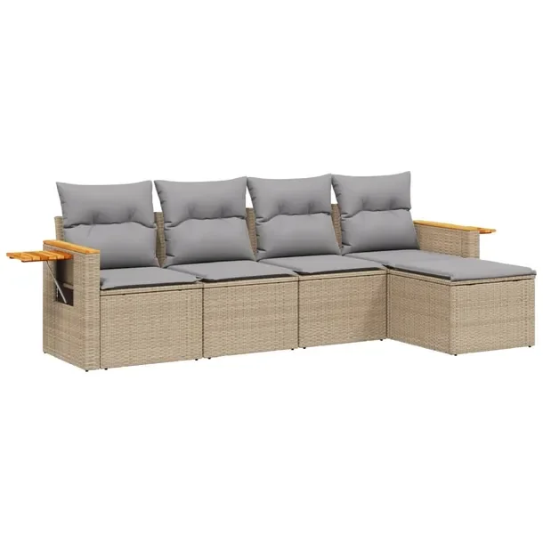 Zestaw mebli ogrodowych modułowych beżowy z rattanem PE 55x62x69 cm