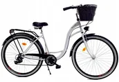 Rowery - Dallas Bike Rower Dallas City 28" 7spd - biały z czarnym + kosz wiklina - miniaturka - grafika 1