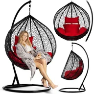 Fotele ogrodowe wiszące - Fotel ogrodowy, wiszący, 202x105x105 cm, Hawana, czarny, czerwony - miniaturka - grafika 1