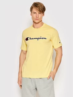 Koszulki męskie - Champion T-Shirt Embroidered 217814 Żółty Regular Fit - grafika 1