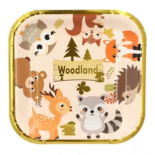 Talerzyki Papierowe Woodland 18cm 6Szt - Dekoracje i nakrycia stołu na imprezę - miniaturka - grafika 1