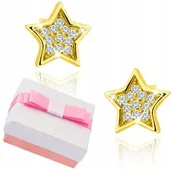 Biżuteria dla dzieci - PIĘKNE KOLCZYKI SREBRNE WKRĘTKI POZŁACANE GWIAZDKI - miniaturka - grafika 1