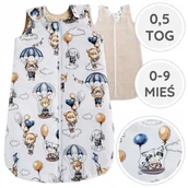 Śpiworki dla dzieci - ŚPIWOREK LETNI MUŚLIN BAWEŁNA 0.5 TOG PODWÓJNY ZAMEK POLSKI Roz.XS BabyU - miniaturka - grafika 1