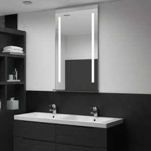 vidaXL Ścienne lustro łazienkowe z LED, z półką, 60 x 100 cm - Lustra - miniaturka - grafika 1