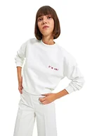 Bluzy damskie - Trendyol Damska bluza ECUS Embroidered Basic Knitted SHardon, Ecru, XL - miniaturka - grafika 1
