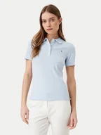 Koszulki i topy damskie - Tommy Hilfiger Polo 1985 WW0WW43225 Błękitny Slim Fit - miniaturka - grafika 1