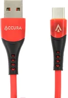 Kable USB - Accura USB-A - USB-C 1.0m gumowy 5V/2A czerwony - miniaturka - grafika 1