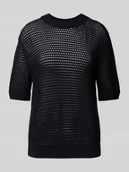 Swetry damskie - Sweter szydełkowy o kroju regular fit z mieszanki bawełny - miniaturka - grafika 1