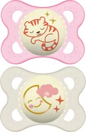 Smoczki uspokajające - Smoczki dla dzieci Mam Baby Dummy Original Nighttime 0+ Silicone Pink 2 szt - miniaturka - grafika 1