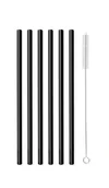 Pozostałe akcesoria barmańskie - Vialli Design Vialli Design Vita Glass Long 6 Szt Czarne Słomki Wielorazowe Do Napojów I Drinków Szklane Ze Szczoteczką - miniaturka - grafika 1