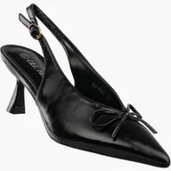 Czółenka - Szpilki Damskie Czółenka Buty Na Obcasie z odkrytą piętą Czarne Czarny 41 - miniaturka - grafika 1