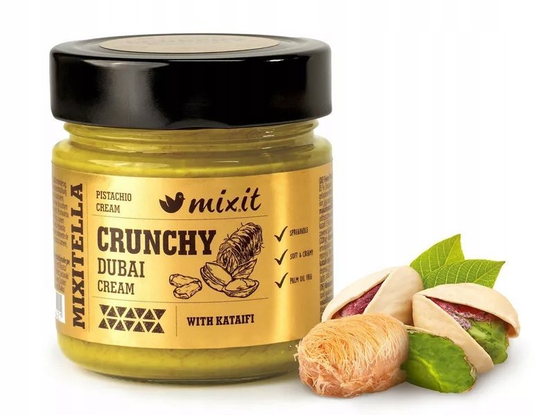 Mixitella Chrupiący Krem Pistacjowy Dubai z Kataifi Bez Oleju Palmowego