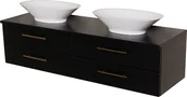 Szafki łazienkowe - Szafka łazienkowa wisząca 160 cm czarny mat z dwiema umywalkami Belli Gold Gante - miniaturka - grafika 1