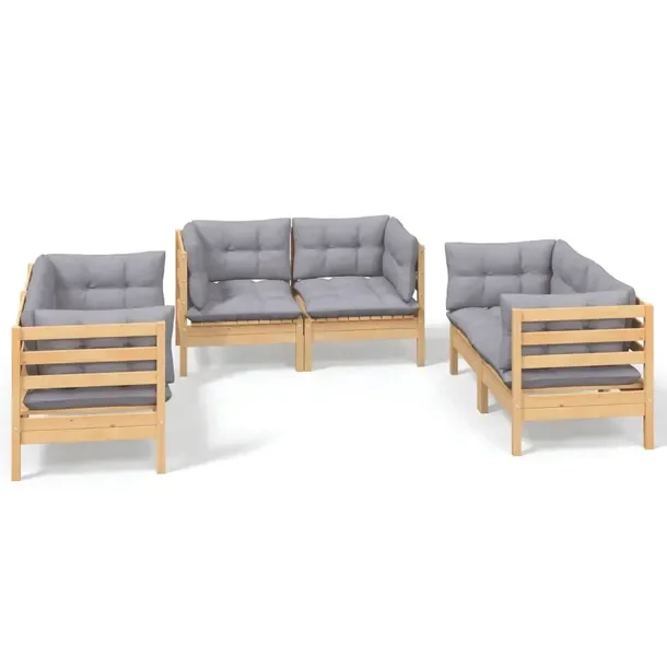 Ogrodowy zestaw wypoczynkowy z litego drewna sosnowego, szary 63,5x63,5x62,