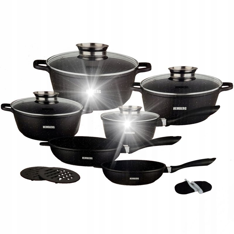 KOMPLET GARNKOW MARMUROWYCH PATELNIA GARNKI ZESTAW